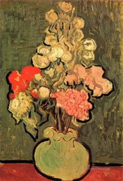 Rose Pintura - Bodegón Jarrón con malvas rosas Vincent van Gogh